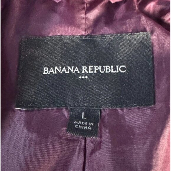 Banana Republic Fact. Womans Sz L Banded Collar Vegan Suede Moto Jacket Burgundy - Picture 5 of 11